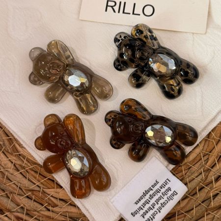 Pinces À Cheveux Simples, Mignonnes, À Motif Léopard Dégradé, En Acétate Et Strass 2