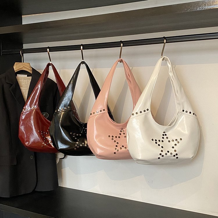 Sac Bandoulière Femme Style Décontracté Avec Rivets En Forme D'Étoile, En Pu, Orné De Détails Métalliques Et De Clous. Image2