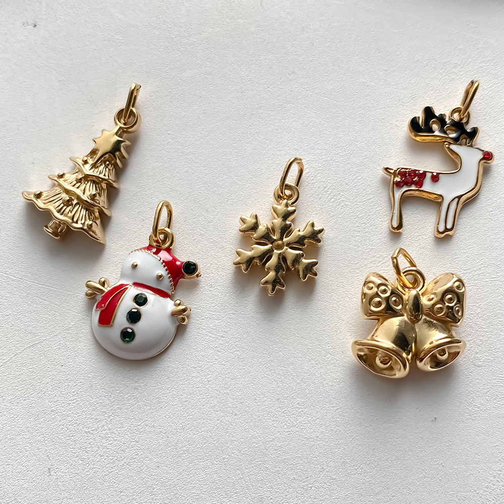 Pendentifs De Noël Classiques À Faire Soi-Même Pour Femmes, En Acier Inoxydable Étanche, Couleur Or Image3