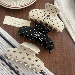 Pinces À Cheveux Simple Series Sweet Bow Knot À Pois En Acétate Et Strass h5 Image3