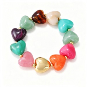 Bracelets En Résine Pour Femmes, Collection Simple Series Retro Heart Beads h5 