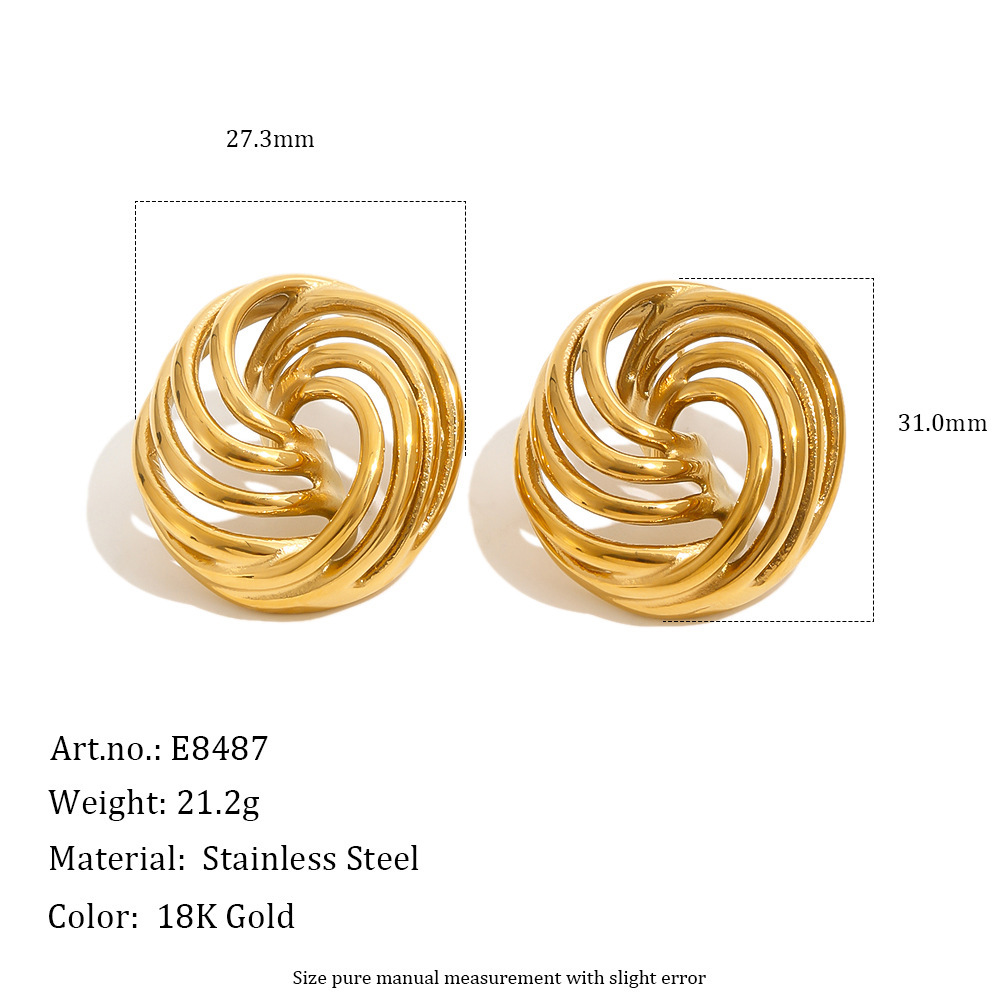 Boucles D'Oreilles Puces Pour Femmes En Acier Inoxydable Ajouré, Étanches, Couleur Or 