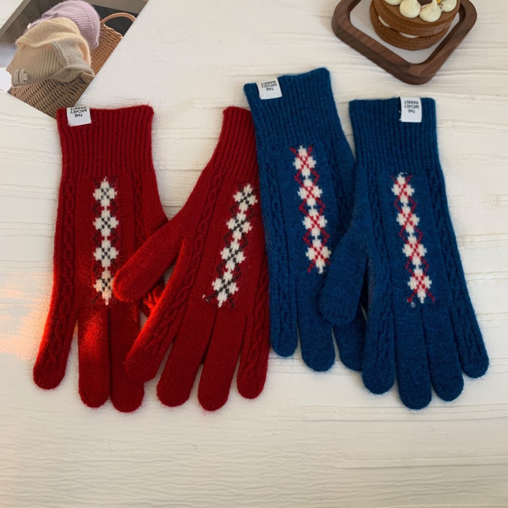 Gants Pour Femmes En Polyester Tissé À Carreaux Rétro Multicolores De La Série Simple h5Image3