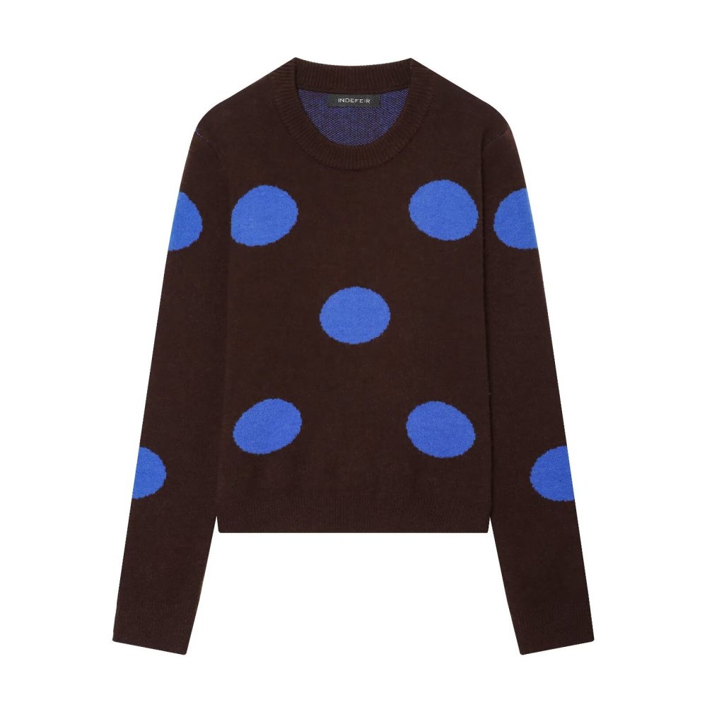 Pull En Maille À Pois Rétro, Coupe Ample