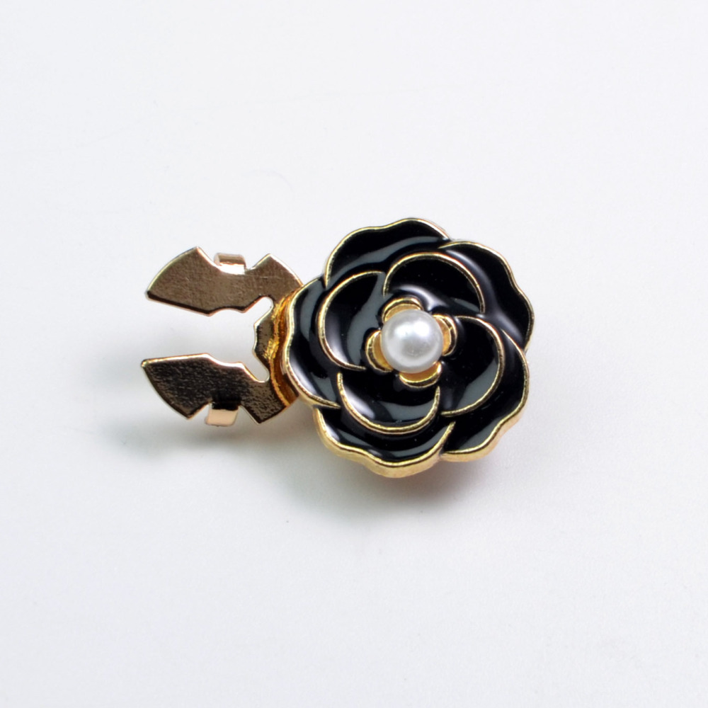 Boutons De Manchette Simple Series Daily Flower En Alliage De Couleur Unie Et Perles Artificielles 