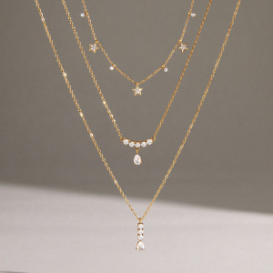 Colliers Pendentifs Pour Femmes En Acier Inoxydable Étanche, Couleur Or, Avec Zircon h5 Image3