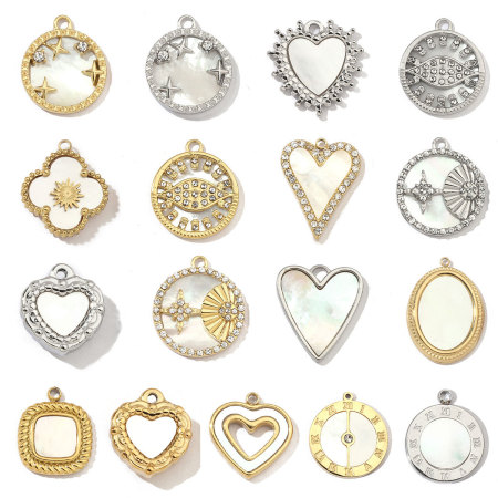 Pendentifs Pour Femmes En Forme De Cœur, En Acier Inoxydable, Étanches, Couleur Or, Ornés De Strass