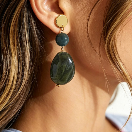 Boucles D'Oreilles Pendantes Pour Femmes, Style Rétro, En Résine Et Perles, Collection Classique