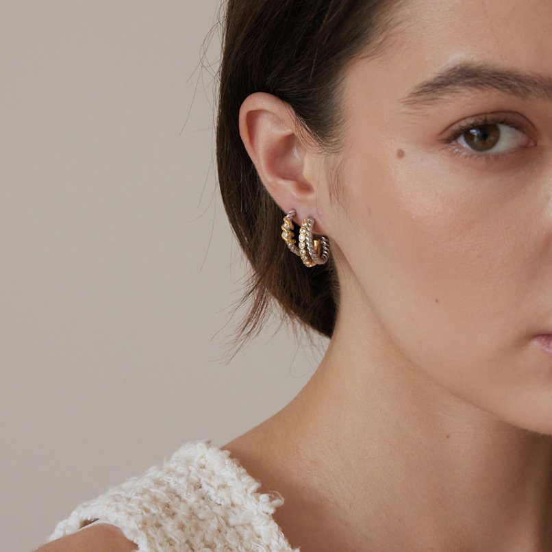 Boucles D'Oreilles Puces Pour Femmes, En Acier Inoxydable Imperméable, Avec Fil Multicolore Simple Et Zircon. Image5