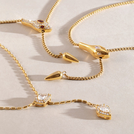 Colliers À Maillons Pour Femmes, Collection Luxueuse Daily Snake, En Acier Inoxydable, Étanches, Couleur Or