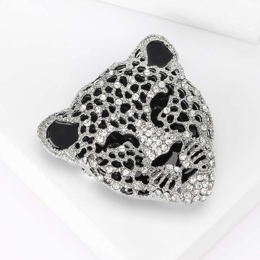 Broches De Luxe Rétro En Métal Et Strass À Imprimé Léopard Image4