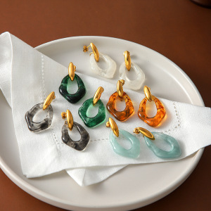 Boucles D'Oreilles Pendantes Pour Femmes, Style Simple, Forme Irrégulière, En Acier Inoxydable, Couleur Or, Étanches, Collection Daily. h5 Image4