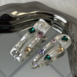 Pinces À Cheveux De Luxe Rétro En Alliage, Forme Irrégulière, Strass Et Pierres Artificielles h5 Image2