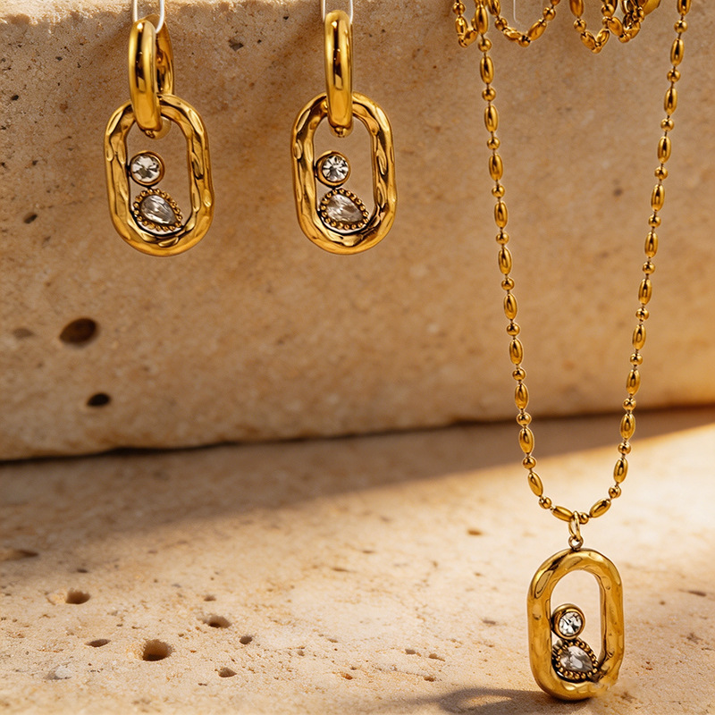 Ensembles De Bijoux Pour Femmes En Acier Inoxydable Imperméable Couleur Or, Collection Romantique Sexy Droplet Image3