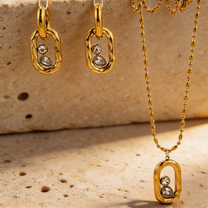 Ensembles De Bijoux Pour Femmes En Acier Inoxydable Imperméable Couleur Or, Collection Romantique Sexy Droplet h5 Image3