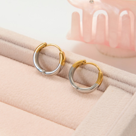 Boucles D'Oreilles Créoles Pour Femmes, En Acier Inoxydable, Couleur Or Et Argent, Style Simple Series Daily, Étanches. 2