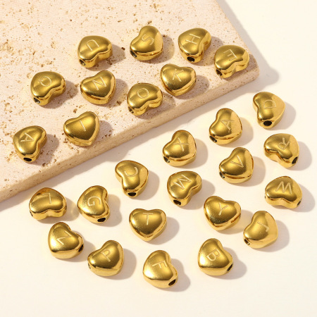 Pendentifs Pour Femmes En Acier Inoxydable, Couleur Or, Avec Lettre En Forme De Cœur, À Faire Soi-Même (Série Simple) 2
