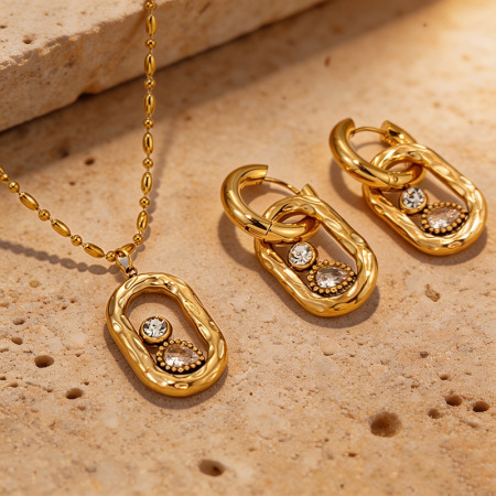 Ensembles De Bijoux Pour Femmes En Acier Inoxydable Imperméable Couleur Or, Collection Romantique Sexy Droplet
