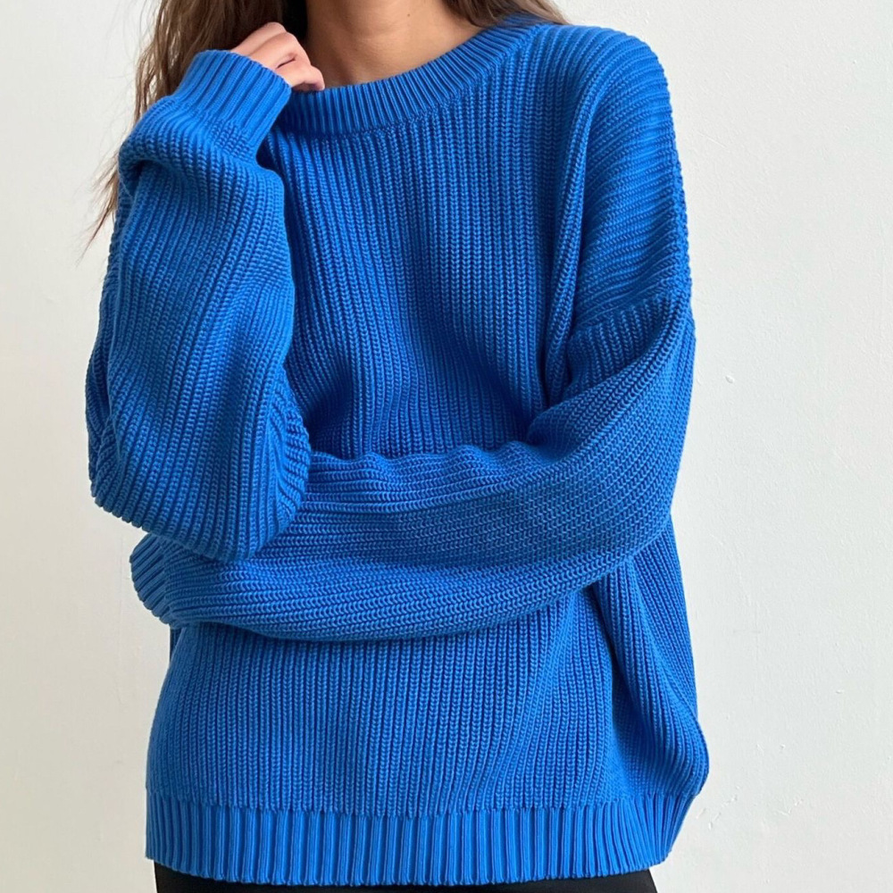Pull En Maille Épaisse, Coupe Ample Et Décontractée, Couleur Unie h5Image3