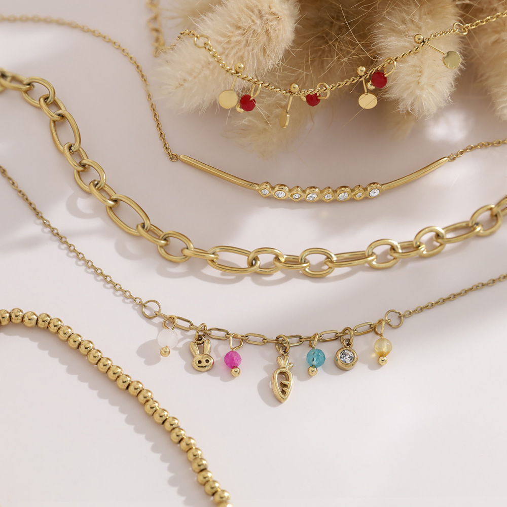 Bracelets À Breloques Pour Femmes En Acier Inoxydable Étanche, Couleur Or, Avec Cristaux Et Zircon. Image4