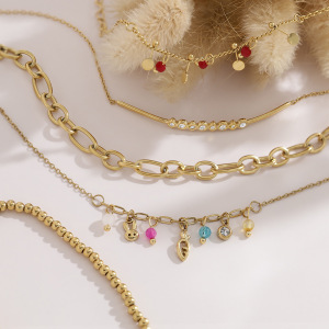 Bracelets À Breloques Pour Femmes En Acier Inoxydable Étanche, Couleur Or, Avec Cristaux Et Zircon. h5 Image4