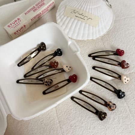 Pinces À Cheveux En Alliage À Pois Et Imprimé Léopard, Motif Cœur, De La Série Simple Daily 2