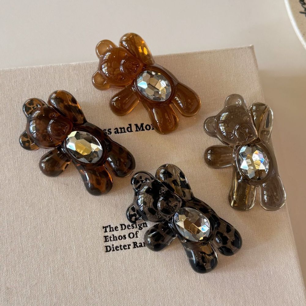 Pinces À Cheveux Simples, Mignonnes, À Motif Léopard Dégradé, En Acétate Et Strass Image4