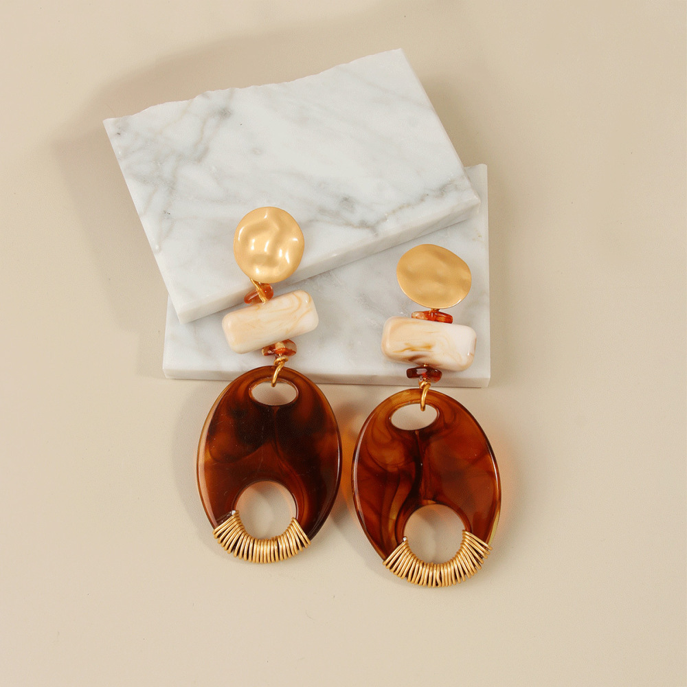 Boucles D'Oreilles Pendantes Pour Femmes, Style Rétro, Forme Irrégulière, Dégradé De Couleurs, En Acier Inoxydable Étanche, Collection Simple Series 
