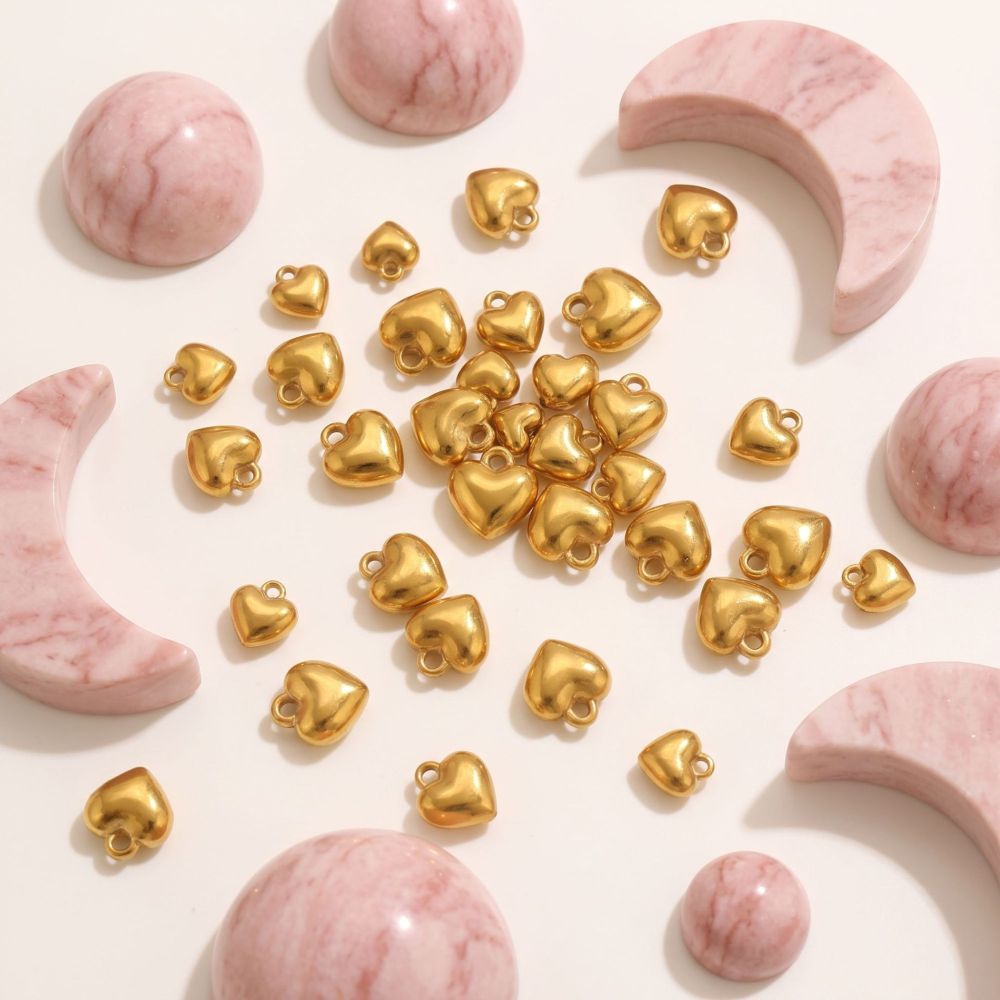 Pendentifs Pour Femmes En Forme De Cœur, Étanches, En Acier Inoxydable, Couleur Or, De La Série Simple À Faire Soi-Même Image4