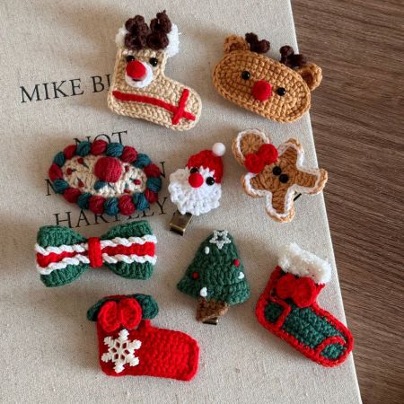 Pinces À Cheveux En Coton Tissé, Collection Ethnique, Motif Animaux Mignons, Style Dessin Animé, Pour Noël