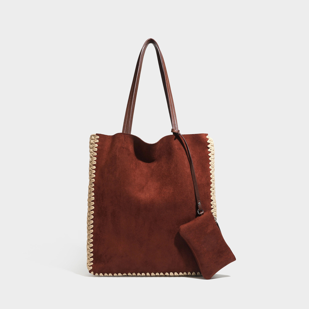 Sacs À Bandoulière Carrés Pour Femmes, Style Décontracté, Couleur Unie, En Daim Tissé