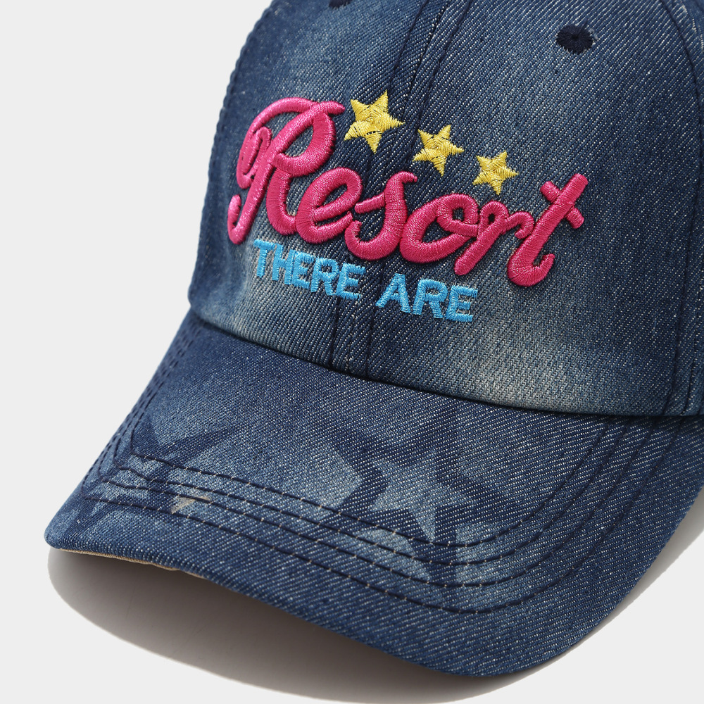 Casquette De Baseball Décontractée En Coton À Lettres Et Étoiles Multicolores, Série Simple h5Image5