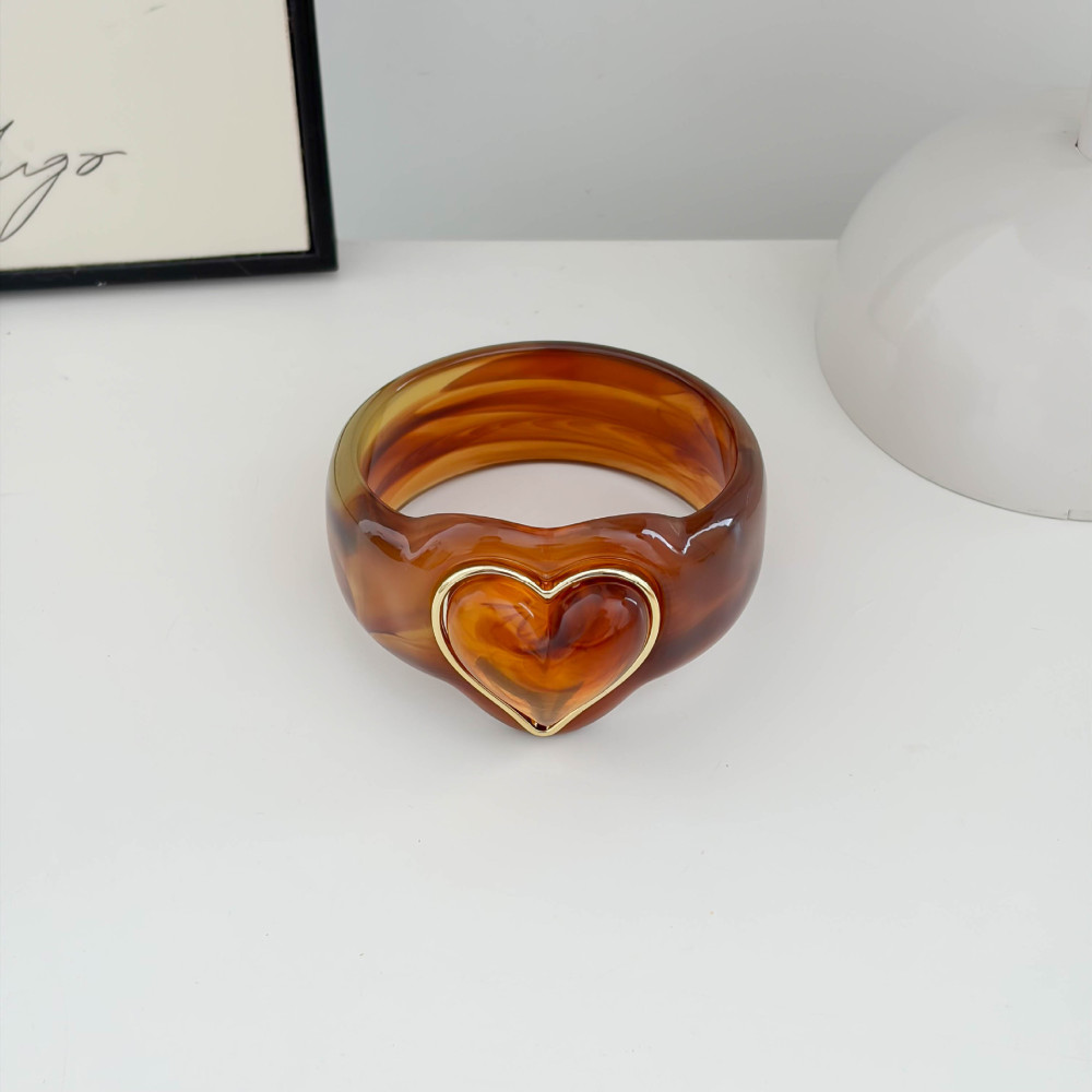 Bracelets Pour Femmes En Résine À Dégradé De Couleurs En Forme De Cœur 