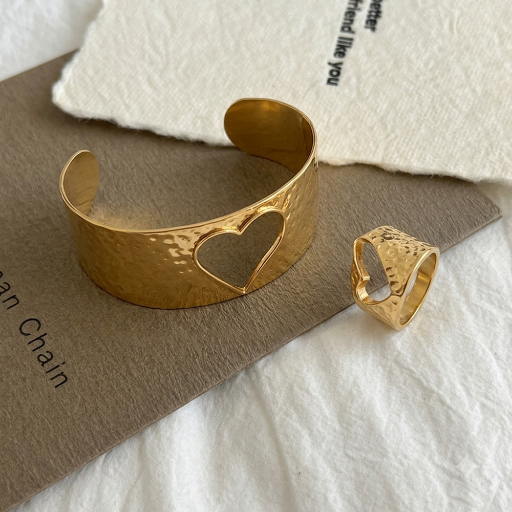 Ensembles De Bracelets Pour Femmes En Acier Inoxydable Imperméable, Motif Marteau En Forme De Cœur Image4