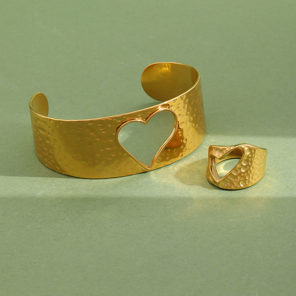 Ensembles De Bracelets Pour Femmes En Acier Inoxydable Imperméable, Motif Marteau En Forme De Cœur Image3