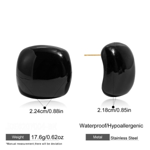 Boucles D'Oreilles Puces Pour Femmes, Collection Simple, Couleur Unie, En Acier Inoxydable Étanche, Couleur Or. h5 