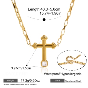 Ensembles De Bijoux Pour Femmes Simple Series Retro Cross En Acier Inoxydable Étanche Couleur Or Et Zircon h5 