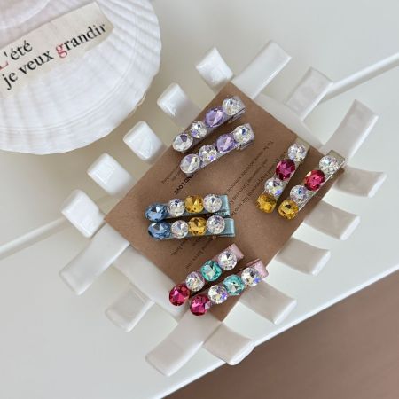 Pinces À Cheveux De Luxe Rétro En Alliage, Forme Géométrique, Couleurs Mélangées, Strass