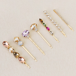 Série Luxueuse Rétro Florale, Couleurs Mélangées, Or Et Argent, Forme Elliptique, Forme Géométrique, Alliage, Strass, Pierres Artificielles h5 Image6