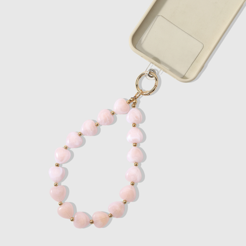 Chaîne De Téléphone En Alliage Avec Perles En Forme De Cœur, Collection Simple Series Daily Heart Beads Image3