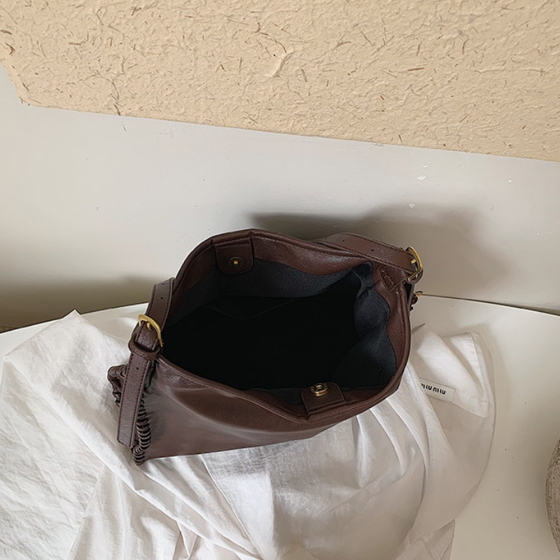 Sacs À Bandoulière Carrés Pour Femmes, Style Décontracté, Avec Détails Métalliques, Couleur Unie Et Pompon, En Pu Tissé. Image9