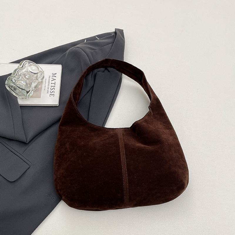 Sacs À Bandoulière Ronds Pour Femmes En Daim Uni À Rivets Et Style Décontracté h5Image7