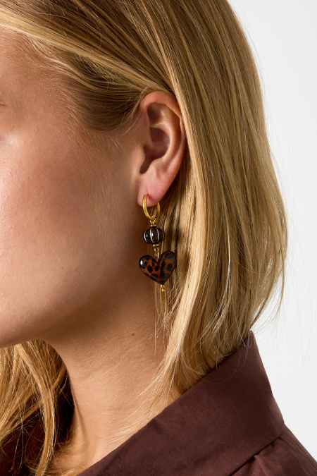 Boucles D'Oreilles En Perles D'Acier Inoxydable En Forme De Cœur, Collection Daily Simple, Bijoux Pour Femmes 2