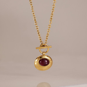 Colliers Pendentifs Pour Femmes En Acier Inoxydable Étanche, Forme Elliptique, Couleur Or h5 Image4