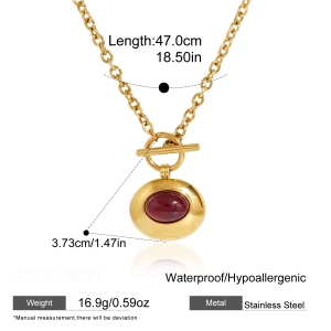 Colliers Pendentifs Pour Femmes En Acier Inoxydable Étanche, Forme Elliptique, Couleur Or h5