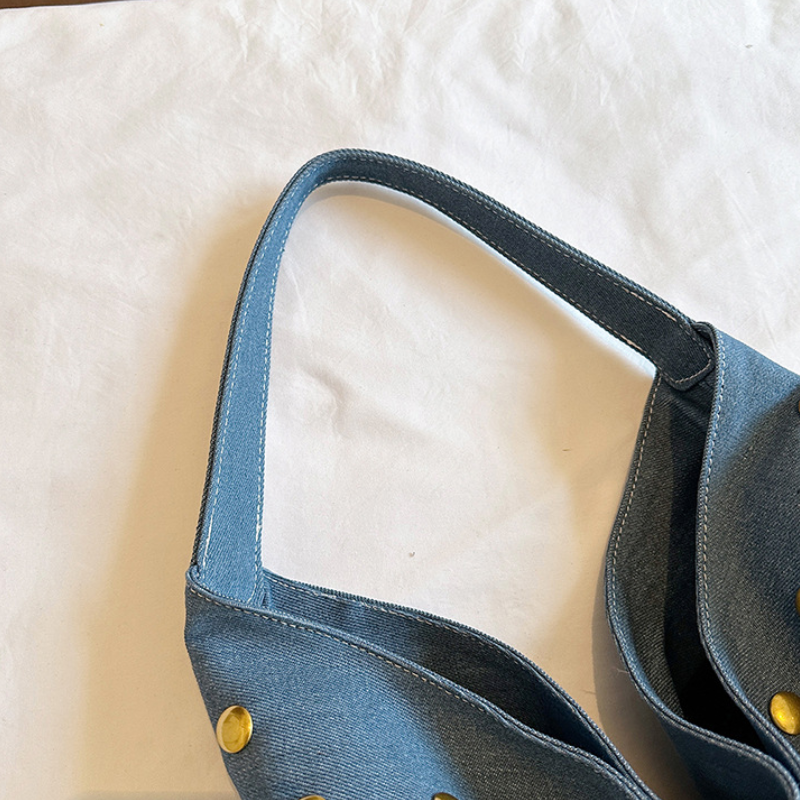Sacs À Bandoulière Carrés Pour Femmes En Coton Uni, Style Décontracté, Ornés De Clous Et De Détails Métalliques. Image5