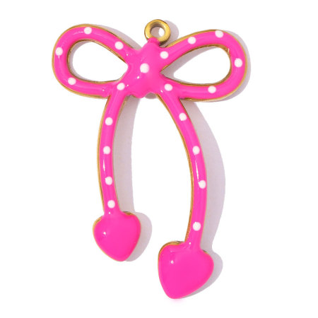Pendentif Femme En Acier Inoxydable Étanche Couleur Or, Motif Fleur En Émail Doux, Collection Romantique 2