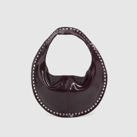 Sacs À Bandoulière Ronds Pour Femmes, Style Streetwear, Couleur Unie, Cloutés, En Pu.