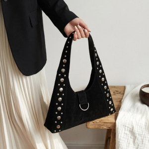 Sacs Bandoulière Femme Style Décontracté Avec Détails Métalliques, Clous Et Rivets En Daim Uni h5 Image6