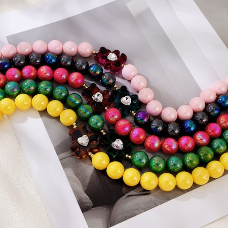 Colliers De Perles En Résine Pour Femmes, Collection Romantique Avec Ours Mignon